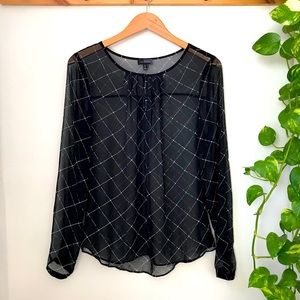 The Limited sheer black long sleeve blouse medium
